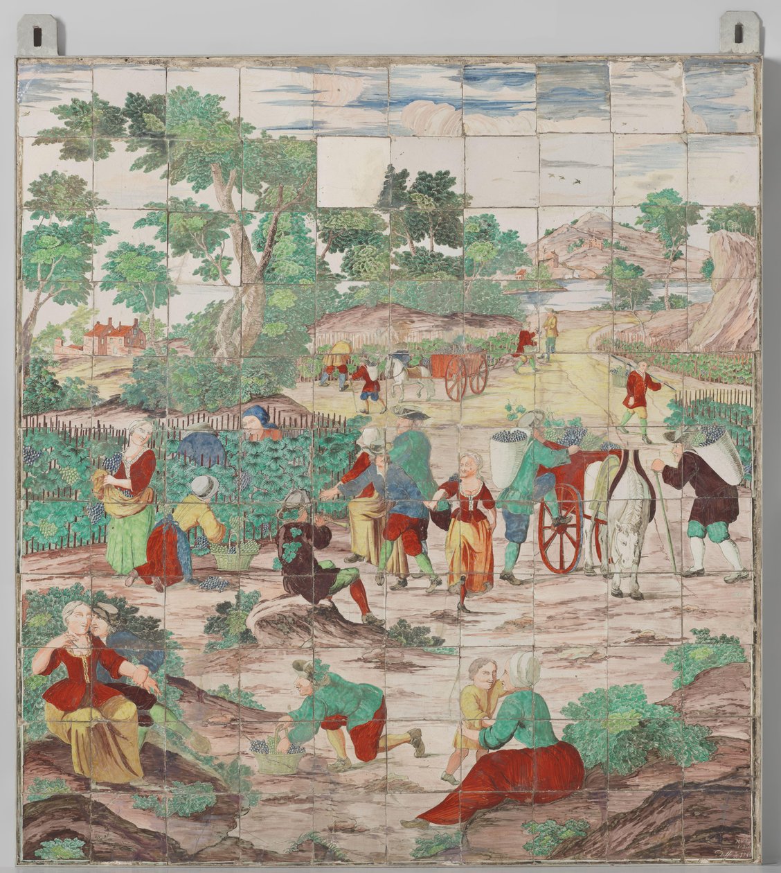 Tableau de carreaux avec la récolte des raisins - M. van Kuyk