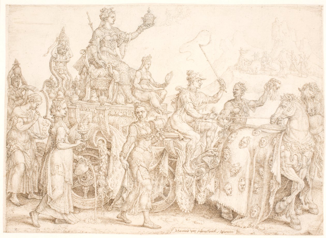 Char triomphal. Opulentia (richesse) - Maarten van Heemskerck