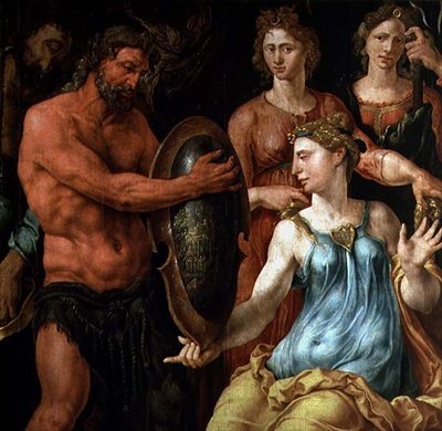 Vulcain montrant aux dieux sa capture de Vénus et Mars dans ses filets, vers 1536 - Maerten van Heemskerck