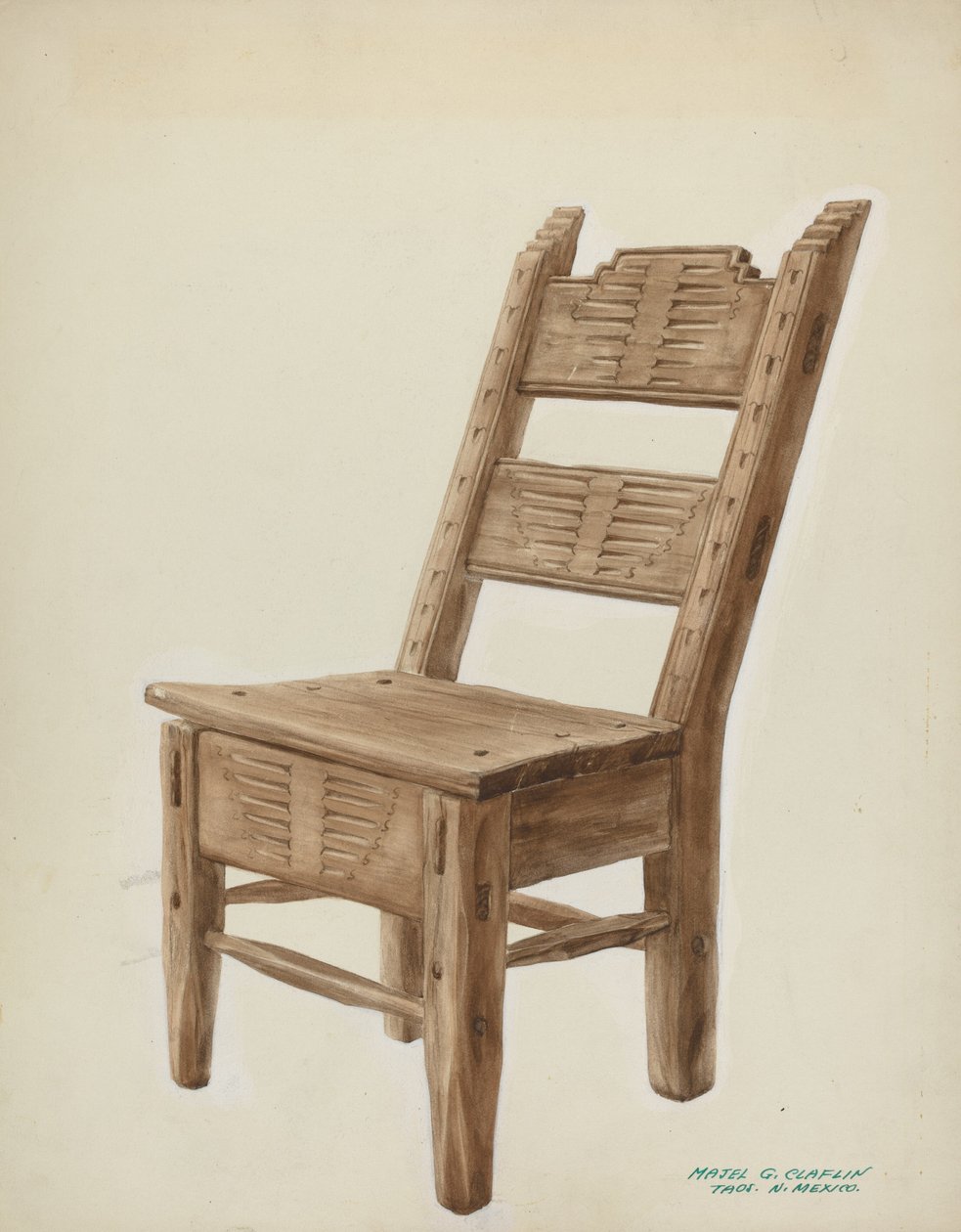Chaise en bois, vers 1939 - Majel G. Claflin