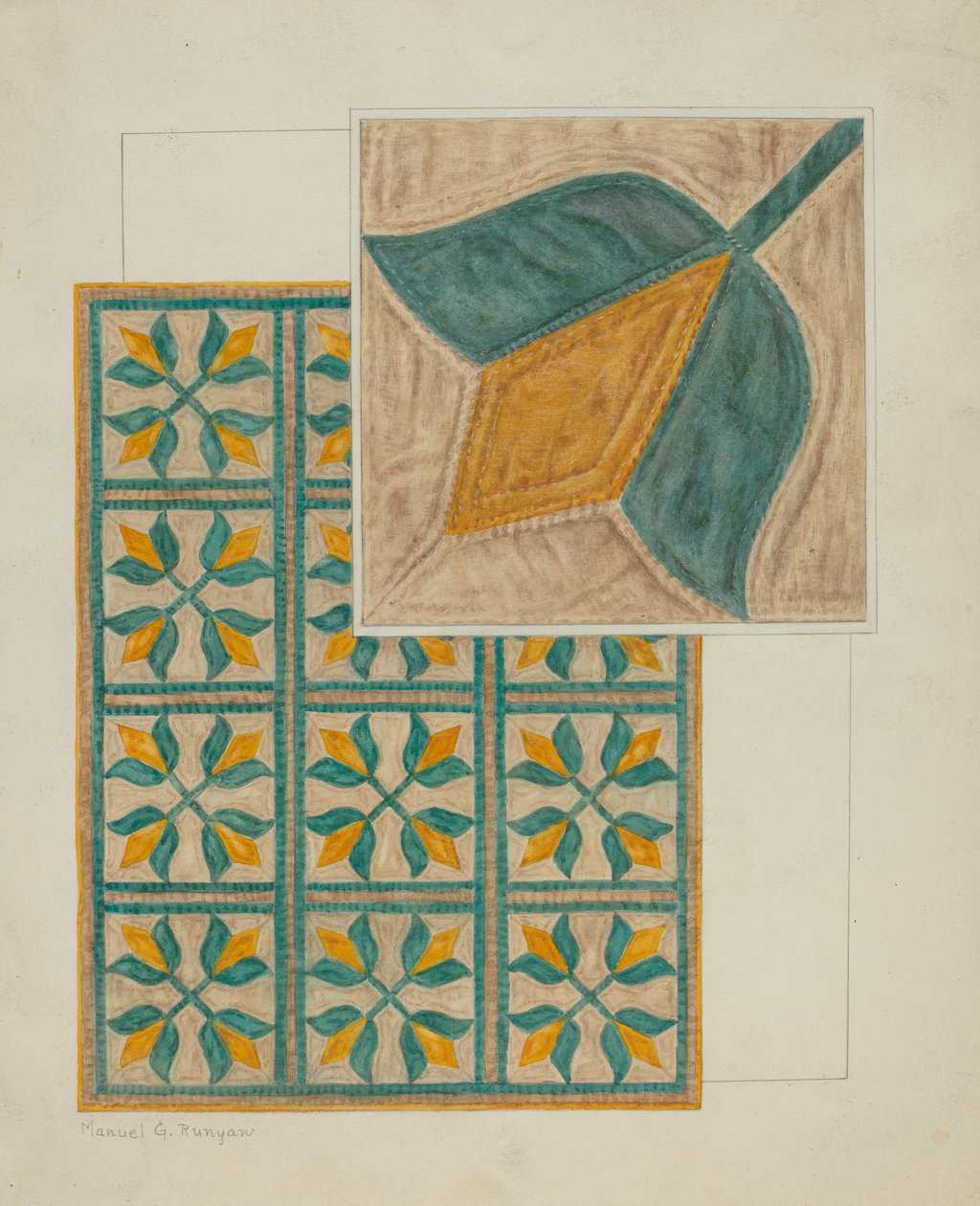 Couverture-Quilt appliqué, vers 1937 - Manuel G. Runyan