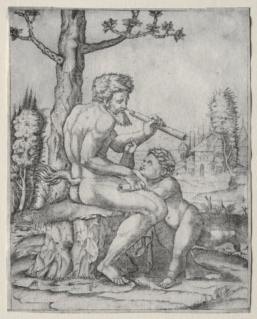 Faune et Enfant - Marcantonio Raimondi