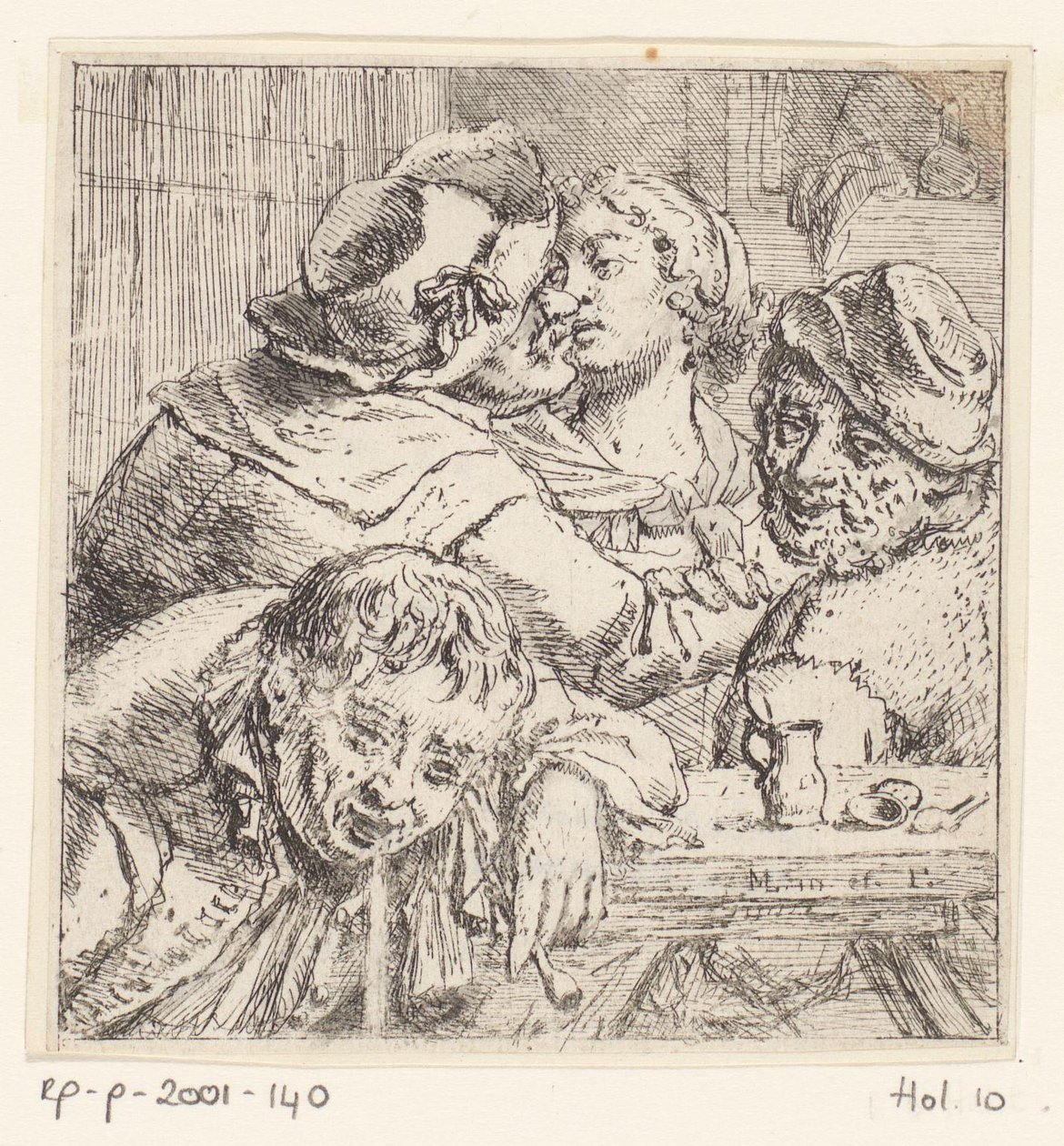Quatre figures dans un intérieur de taverne - Marcellus Laroon