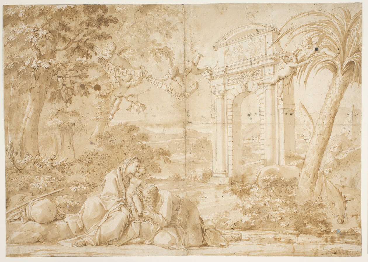 Scène de la fuite en Égypte - Marcantonio Franceschini