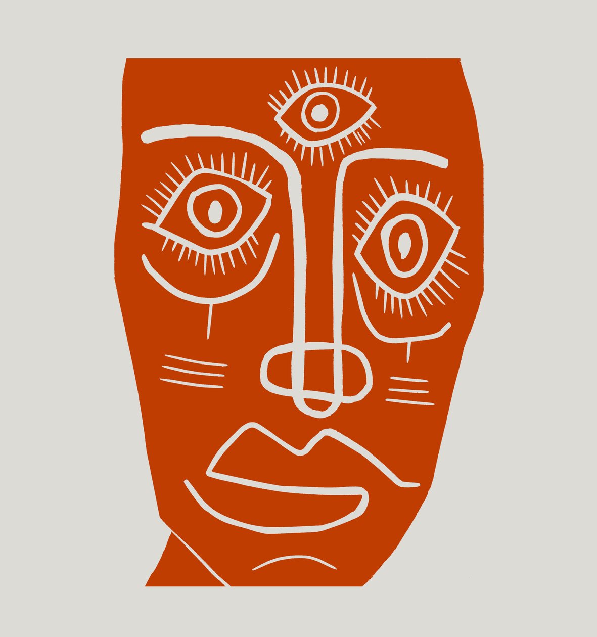 Masque, 2023 (linoléum sur papier) - Marco Campedelli