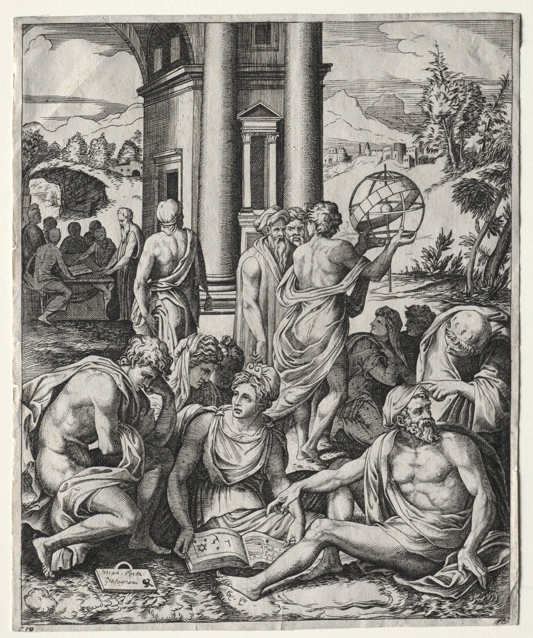 Une assemblée de savants, vers 1515-1527 - Marco Dente