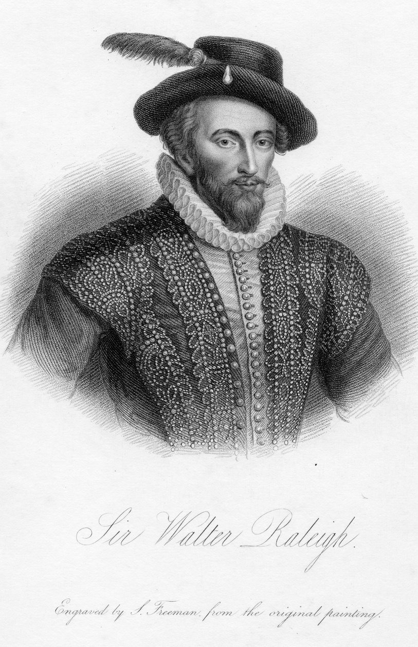 Sir Walter Raleigh, gravure par S. Freeman - Marcus Garret Gheeraerts the Younger