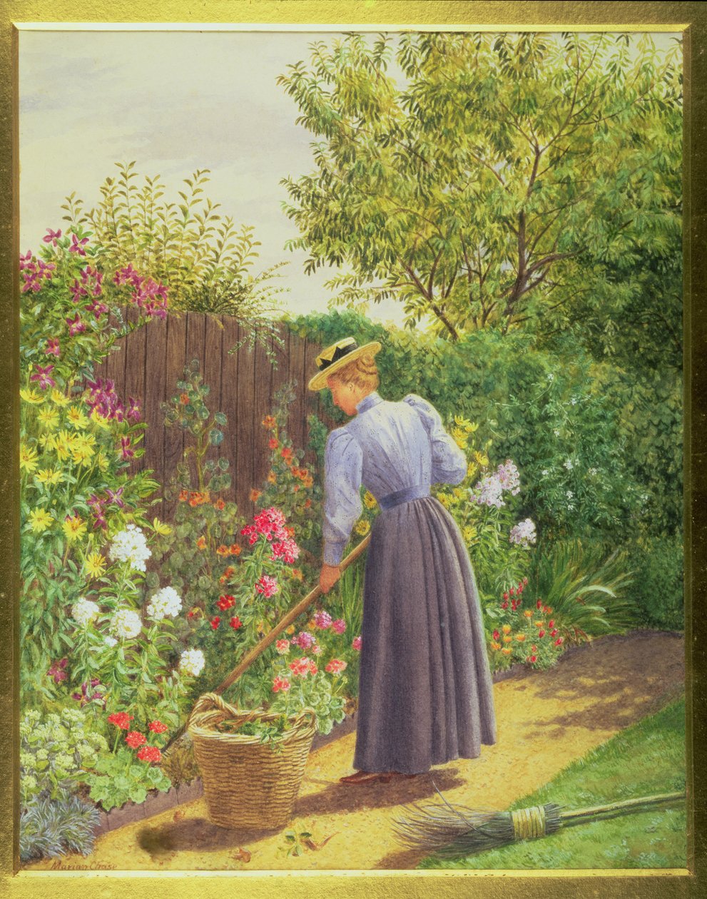 Dame jardinant dans une bordure herbacée - Marian Emma Chase