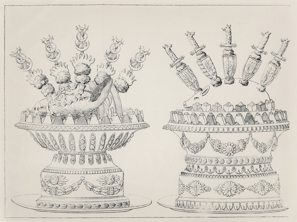 Sanglier et cochon de lait pièces montées, dessins par Antonin Carême - Marie Antoine Careme