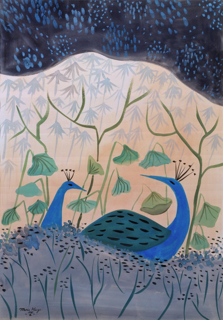 Paons or et argent, 1985 - Marie Hugo