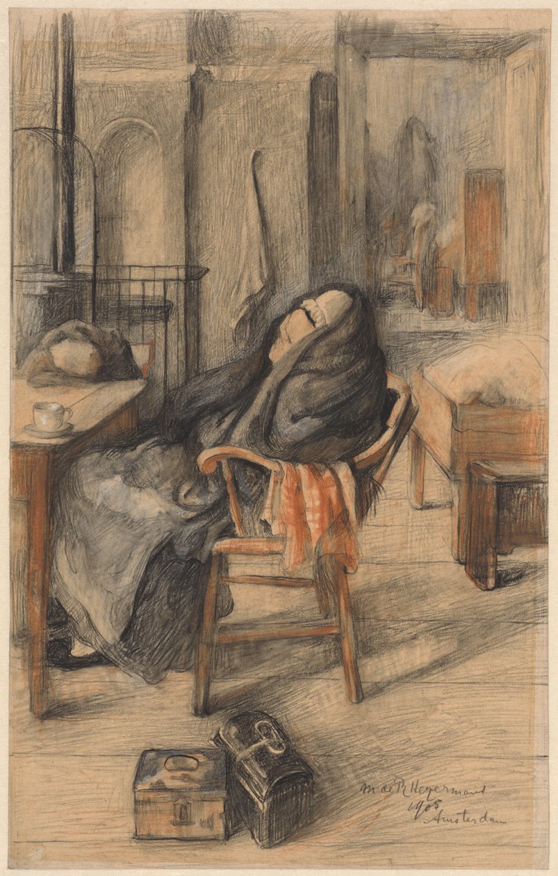 Intérieur avec une vieille femme assise - Marie de Roode Heijermans