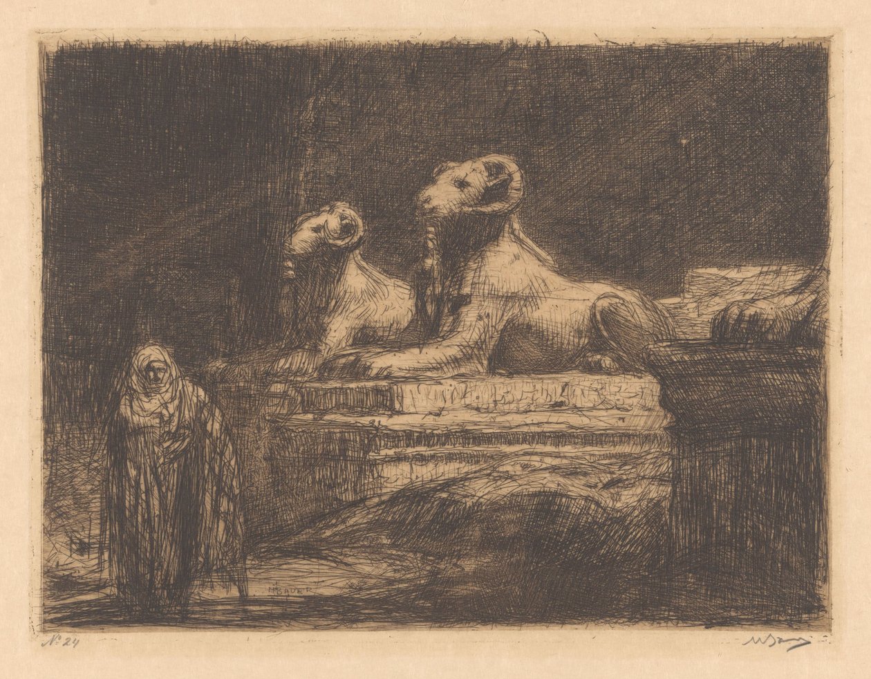 Gardiens de temple égyptien - Marius Bauer (signed by artist)