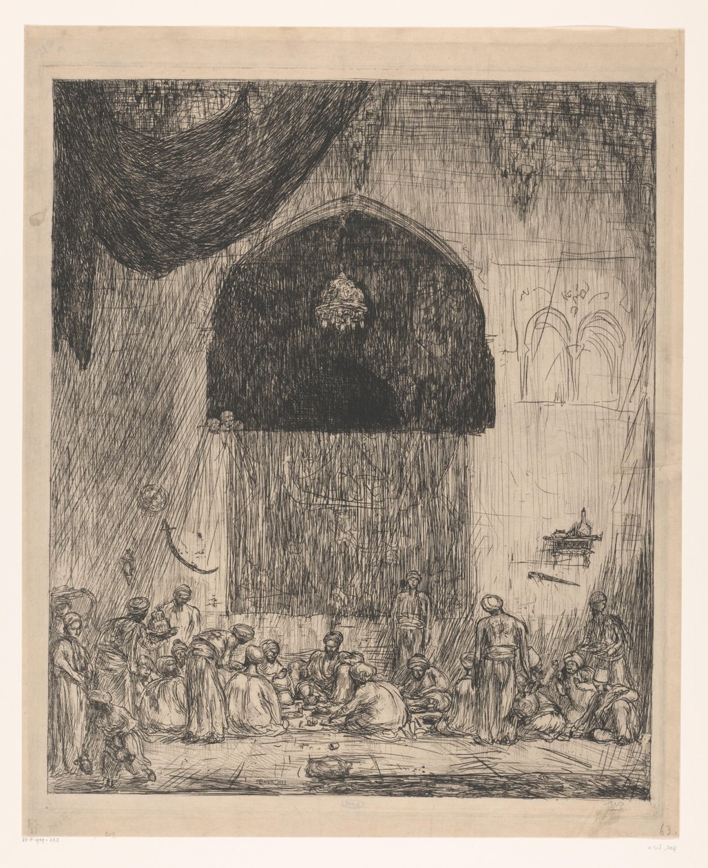 Hommes orientaux mangeant - Marius Bauer (signed by artist)