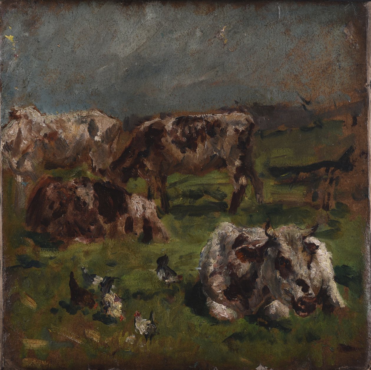 Vaches et poules, vers 1880 - Mark Fisher