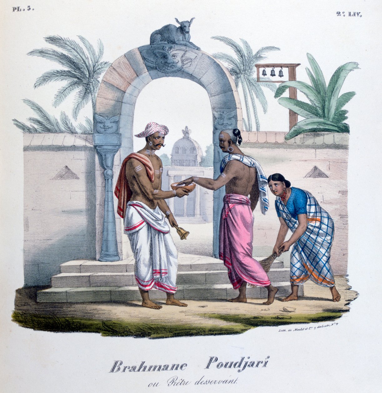 Devant un temple, Inde, 1828 - Marlet et Cie