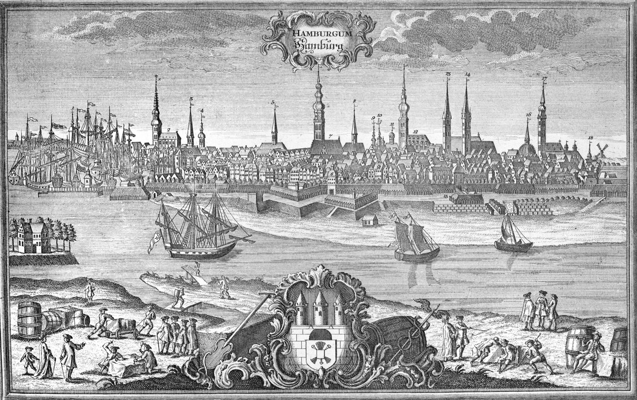 Vue de Hambourg, vers 1710-50 - Martin Engelbrecht