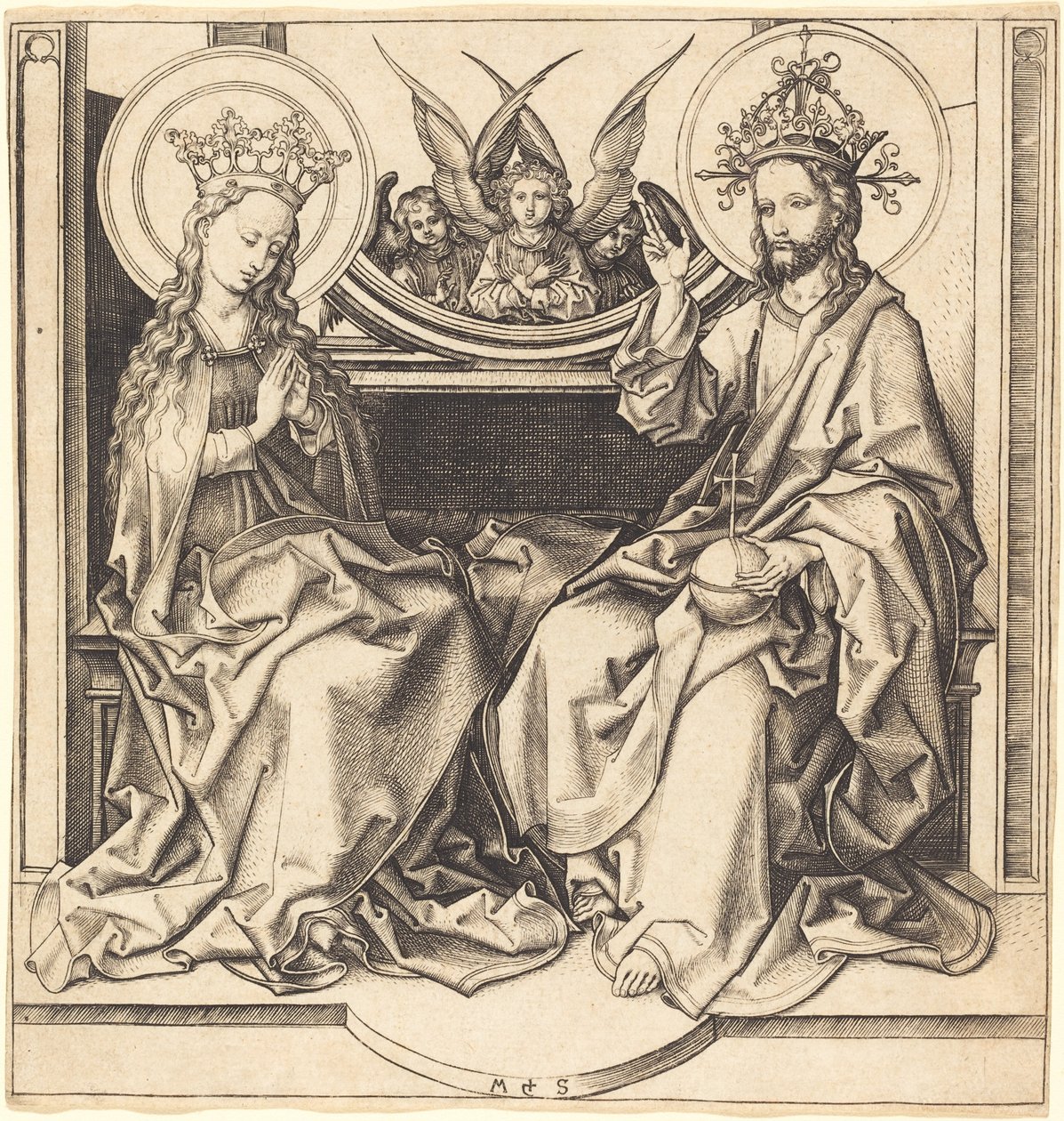 Le Christ bénissant la Vierge - Martin Schongauer