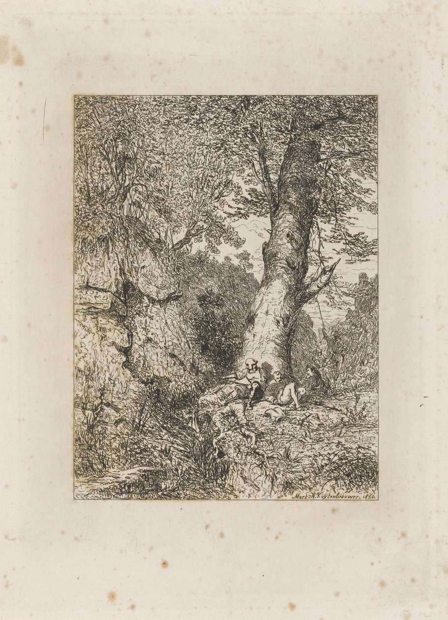 Guerriers au repos sous un arbre - Martinus Antonius Kuytenbrouwer jr.