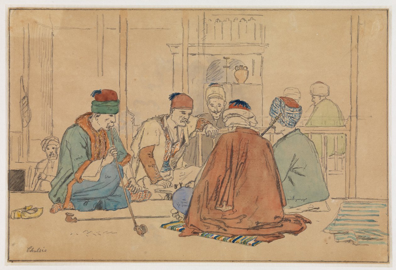 Intérieur de café avec hommes fumant la pipe - Martinus Rørbye
