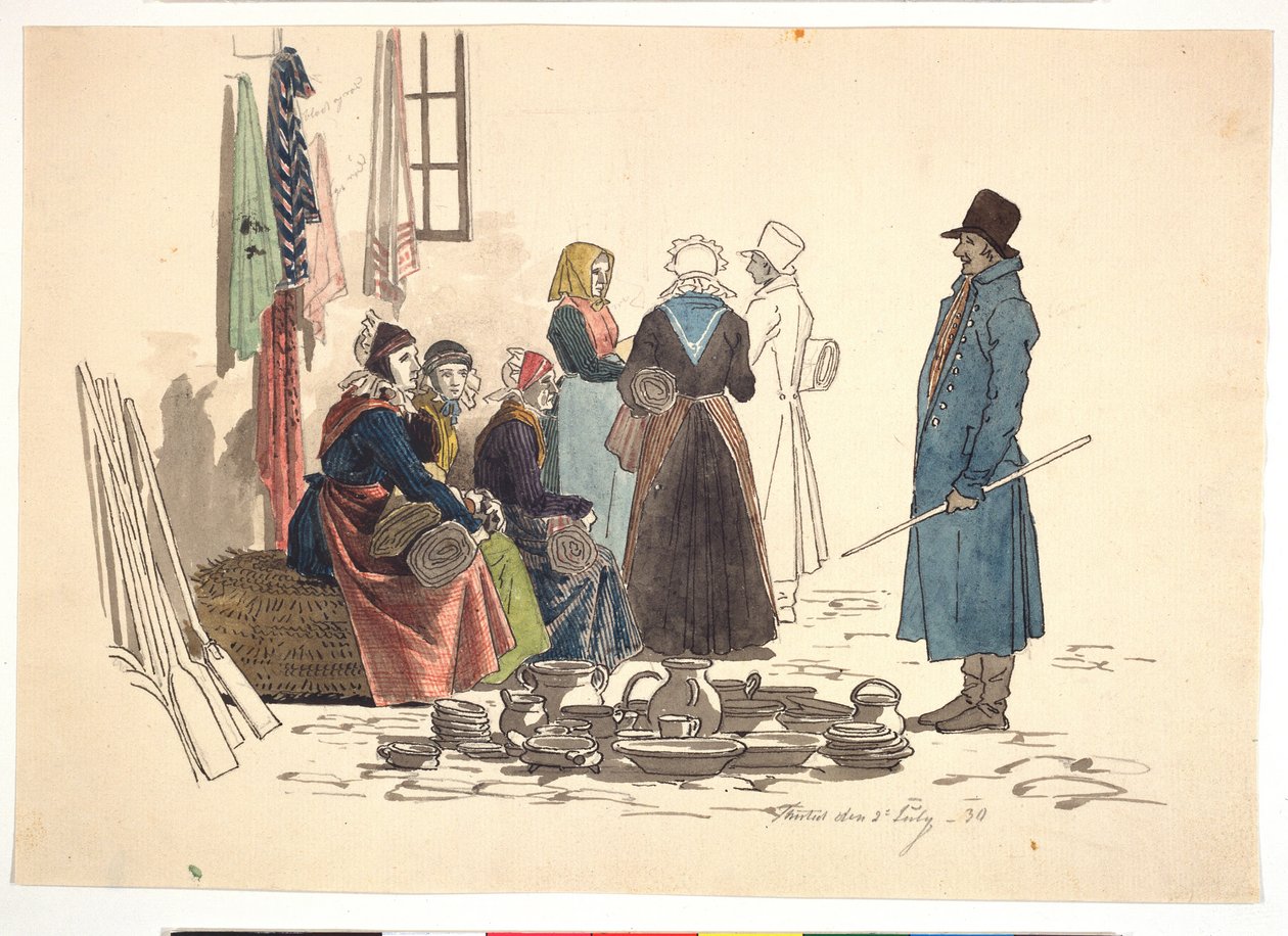 Scène de la place du marché à Thisted - Martinus Rørbye
