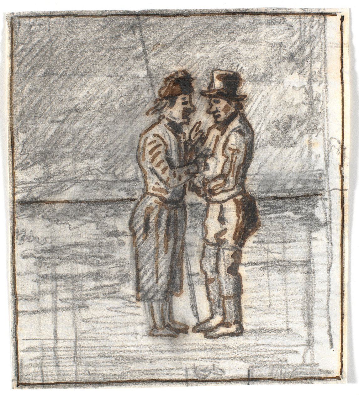 Deux habitants de Skagen en conversation au bord de la mer - Martinus Rørbye