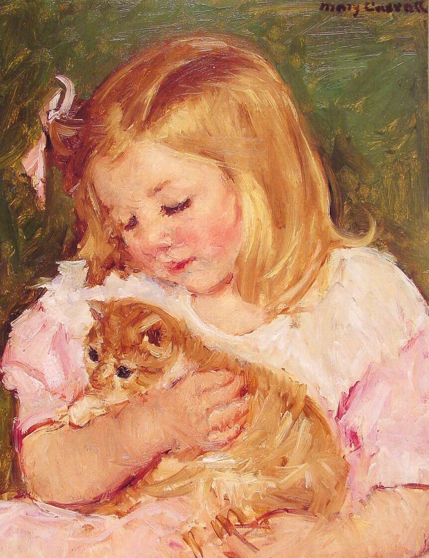 Sara tenant un chat - Mary Cassatt