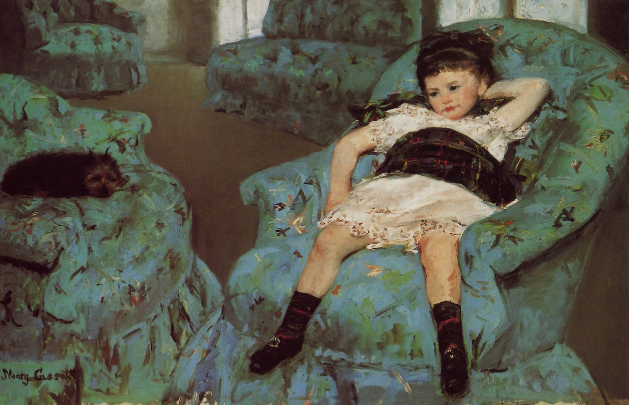 Petite fille dans un fauteuil bleu - Mary Cassatt