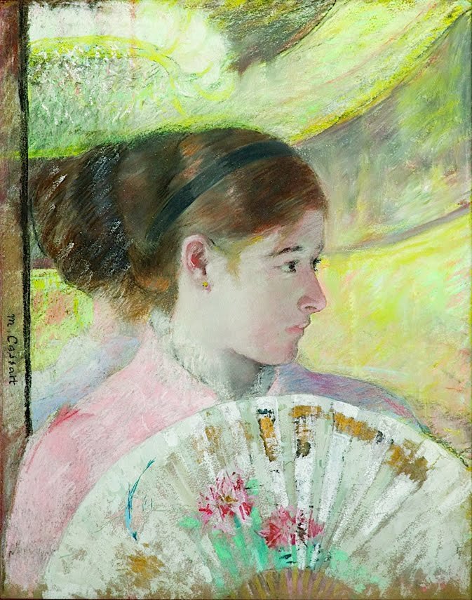 Jeune femme dans une loge regardant à droite - Mary Cassatt