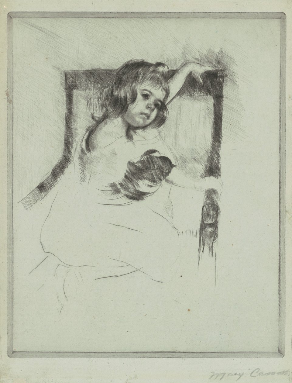 À genoux dans un fauteuil - Mary Cassatt