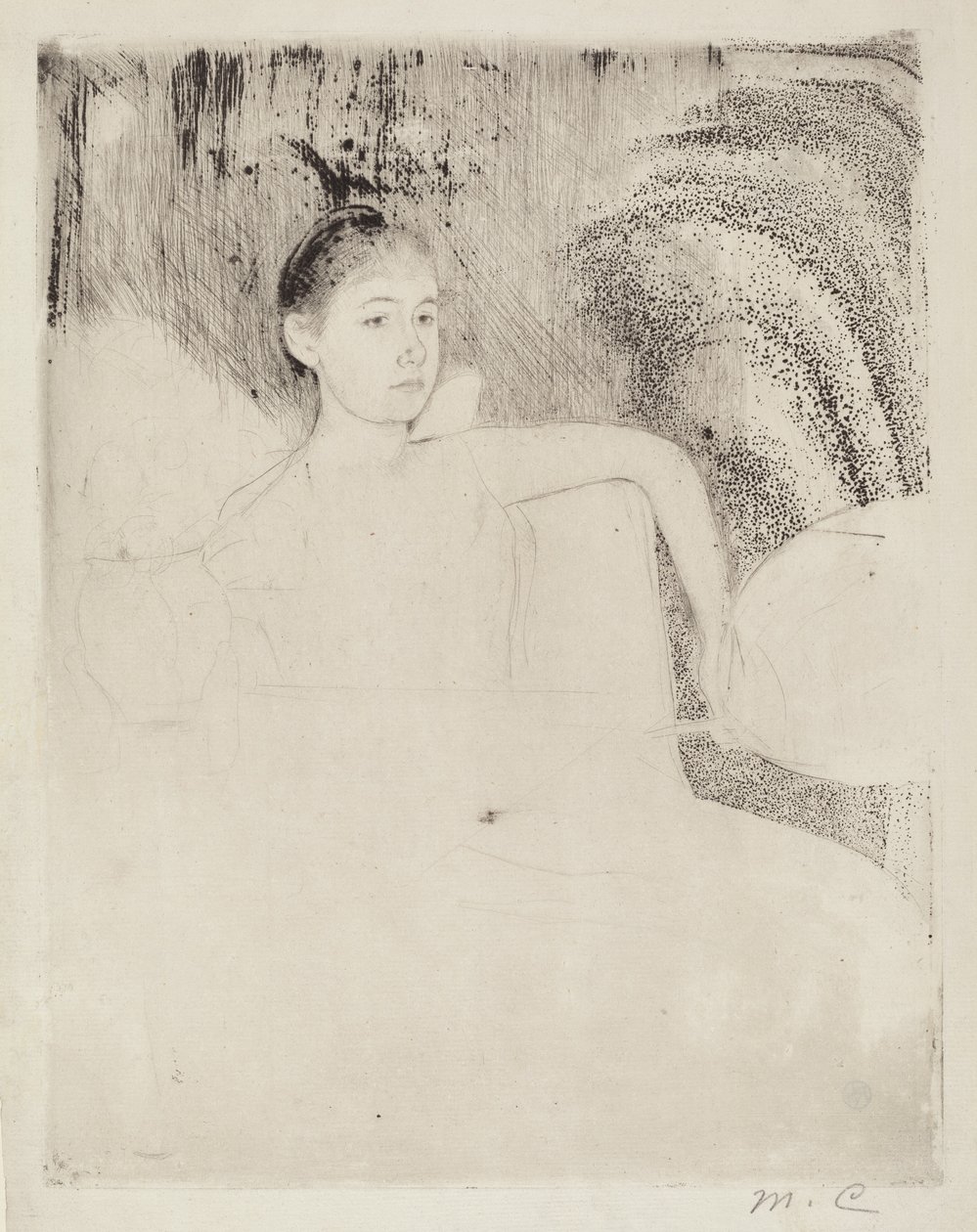 Mimi tenant un éventail japonais, vers 1889 - Mary Cassatt