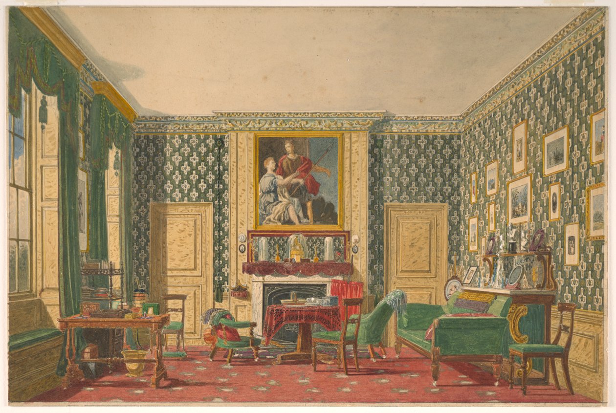 Dessin, un intérieur, 1837-40 - Mary Ellen Best