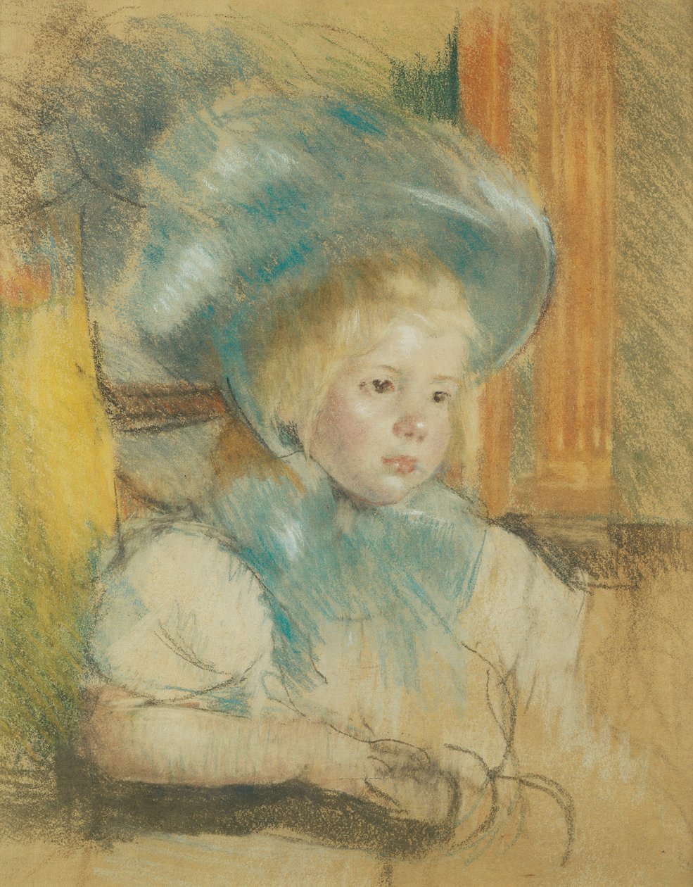 Simone avec un Chapeau à Plumes - Mary Cassatt