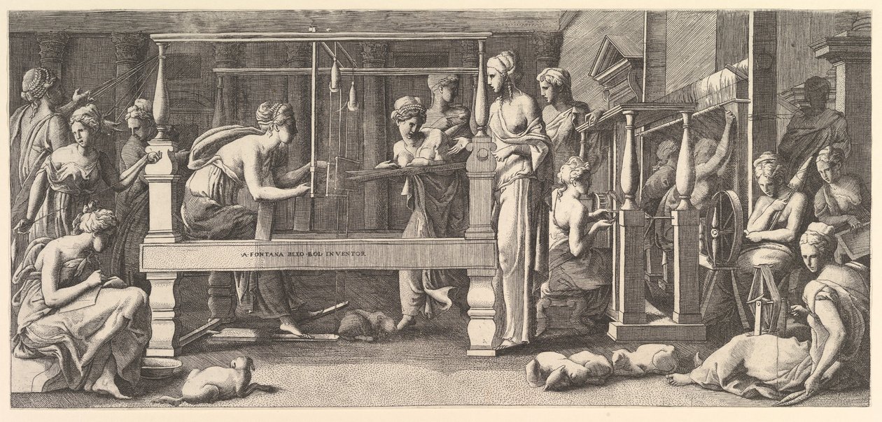 Femmes filant, tissant et cousant, 1540-50 - Master FG
