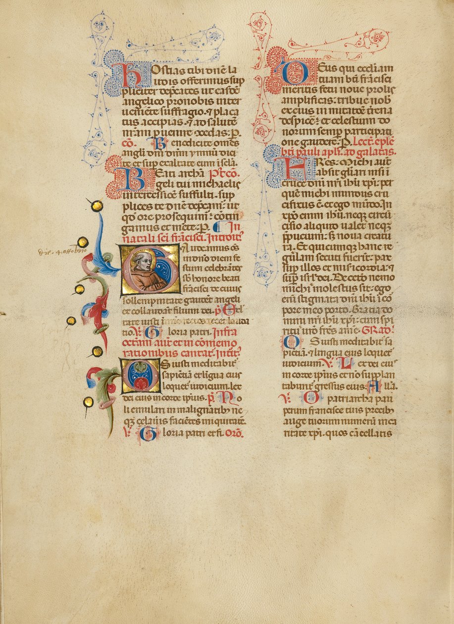 Initial G: Saint Francis - Master of the Brussels Initials