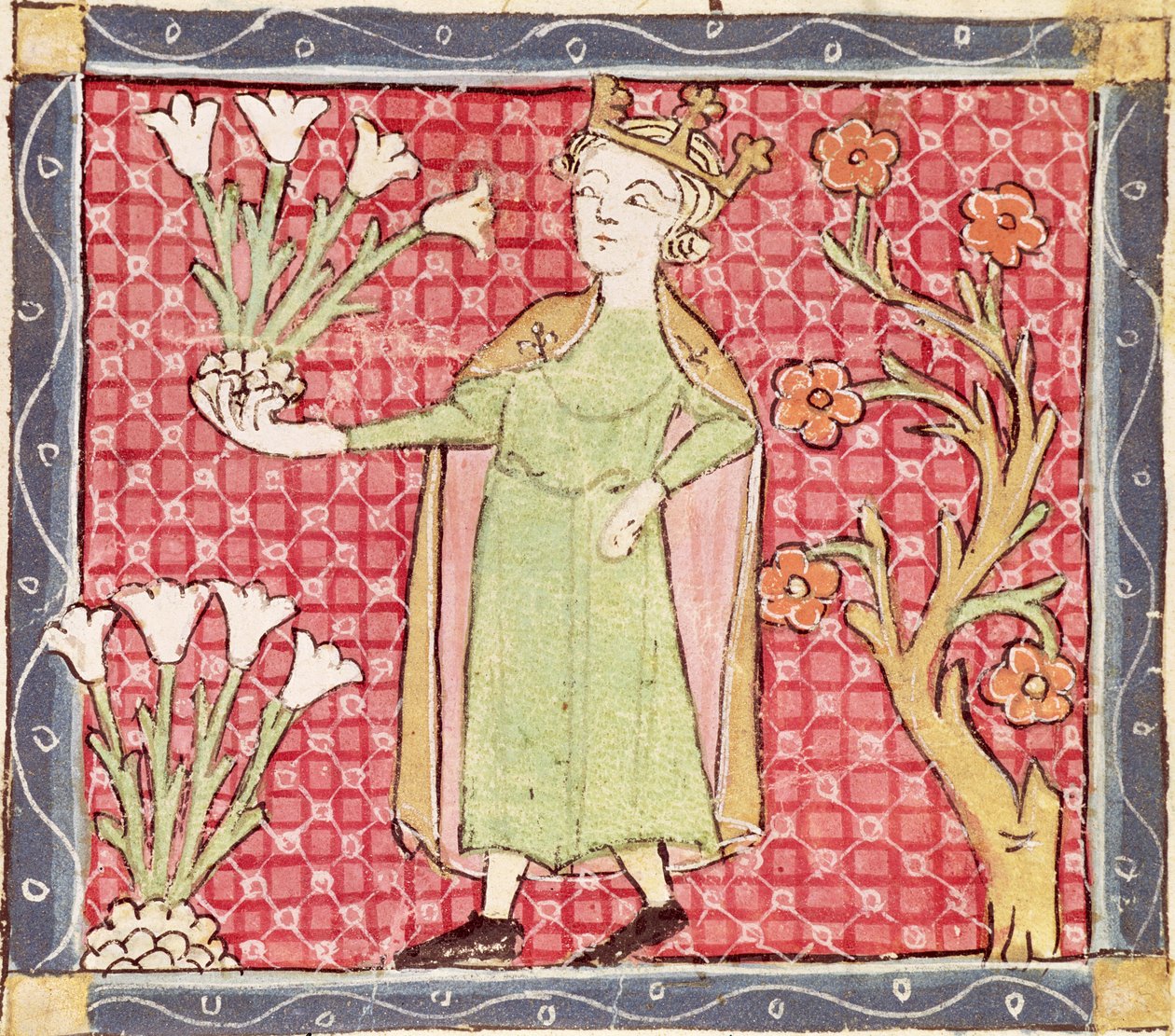 Fol.58v Avril : Cueillette de fleurs - Matfre Ermengaut