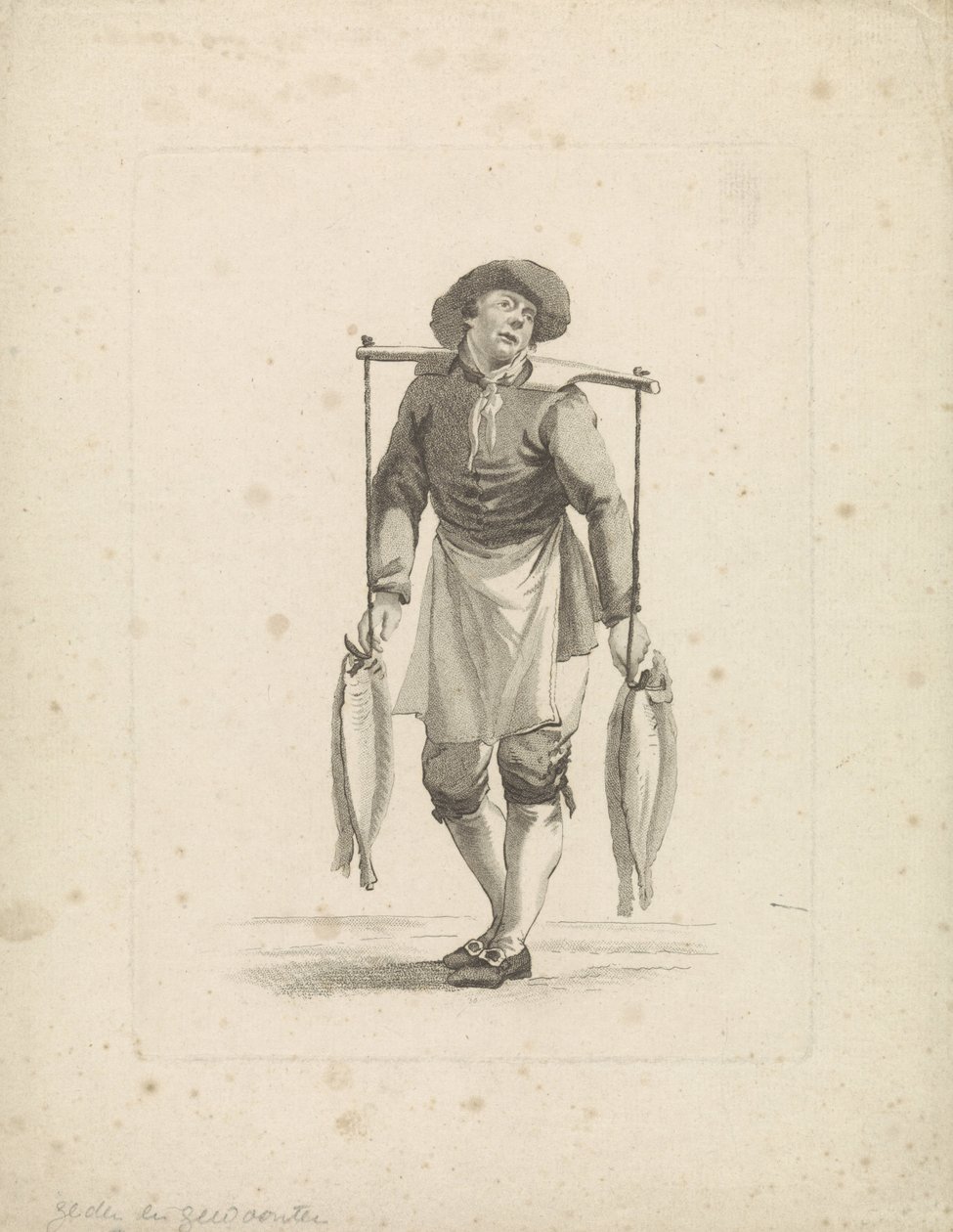 Vendeur de poissons portant des poissons sur un joug - Mathias de Sallieth