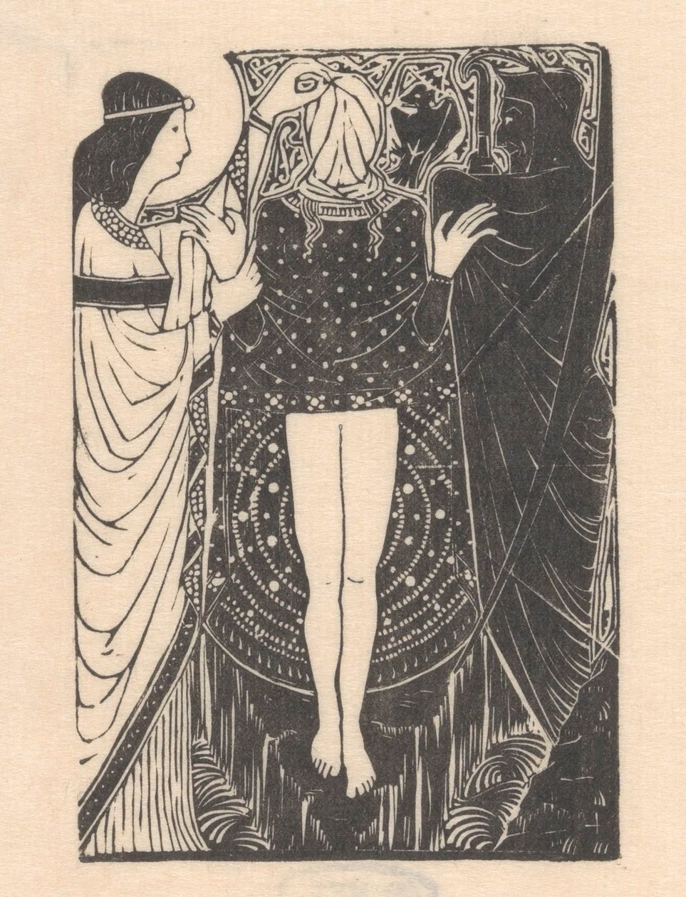 Femme aveuglée entre deux figures - Mathieu Lauweriks