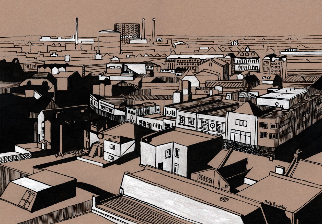 Croydon View, 2016 (encre acrylique sur carton) - Matt Bannister