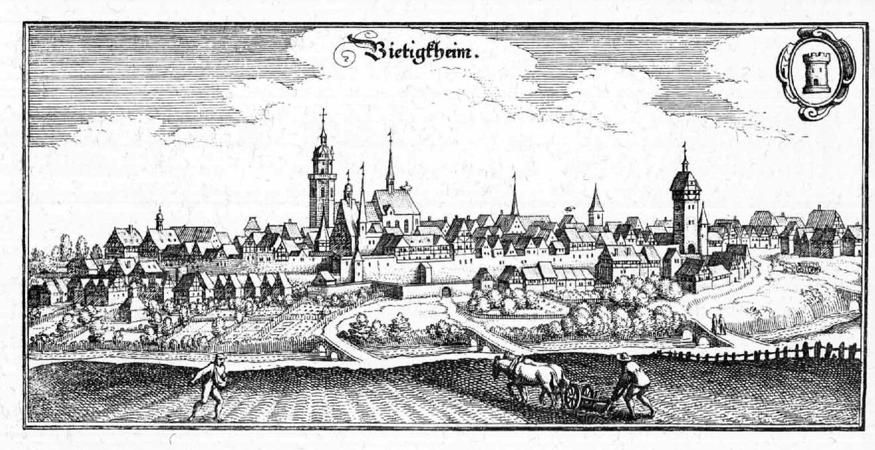 Bietigheim - extrait de Topographia Sueviae (Schwaben) - Matthaus Merian