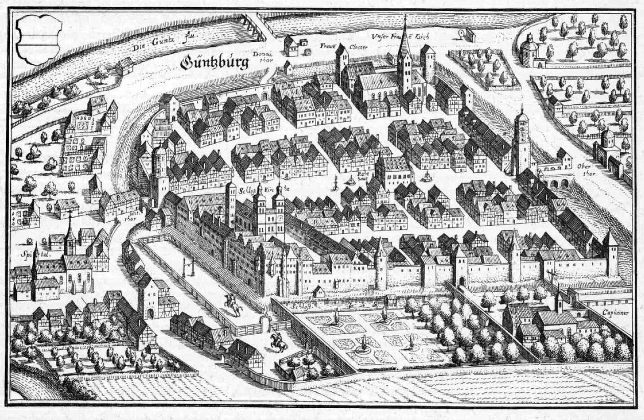 Güntzburg - extrait de Topographia Sueviae (Souabe) - Matthaus Merian