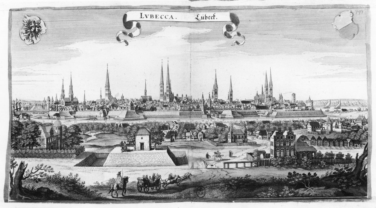 Vue de Lübeck - Matthaus the Elder Merian