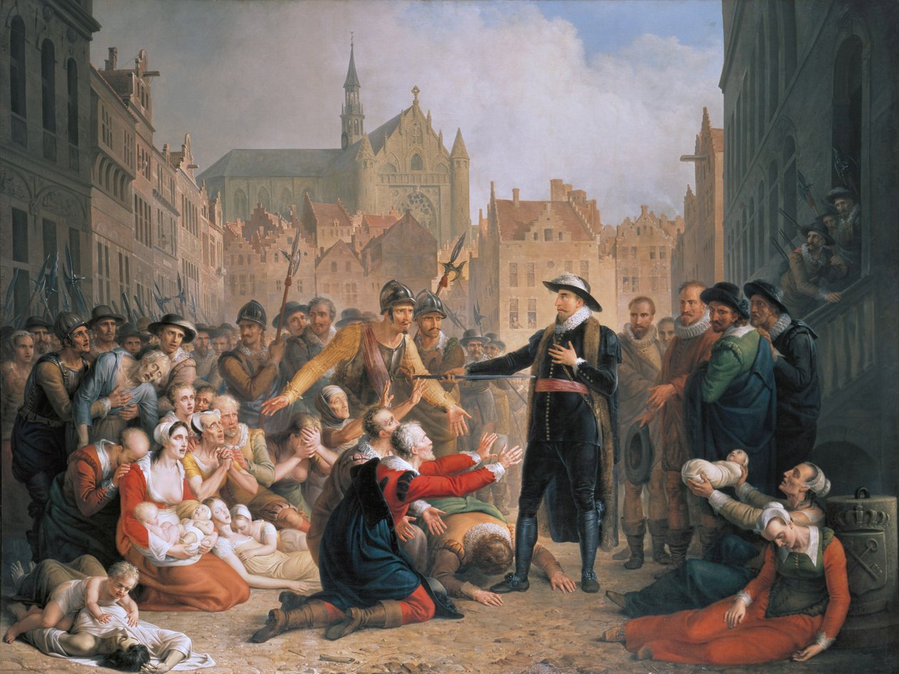 Le bourgmestre van der Werf offre son épée au peuple de Leyde - Mattheus Ignatius van Bree