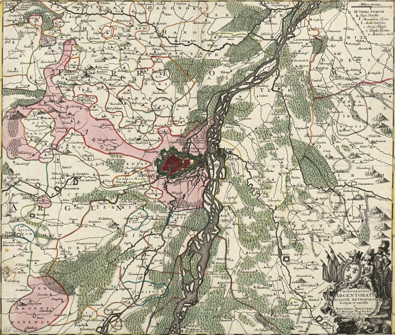 Carte de Strasbourg, capitale de l’Alsace - Georg Matthäus Seutter