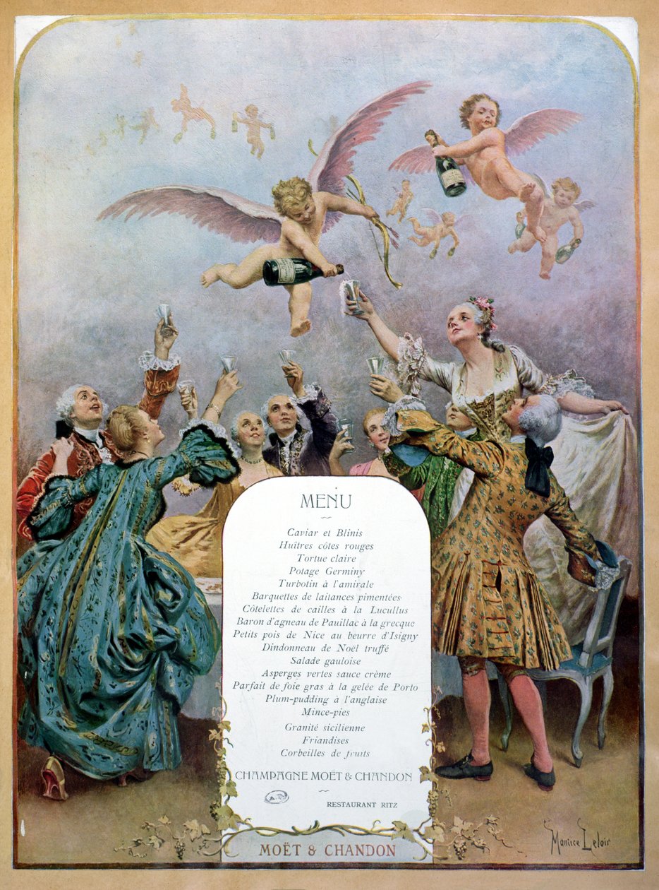 Menu du restaurant Ritz, représentant un groupe d