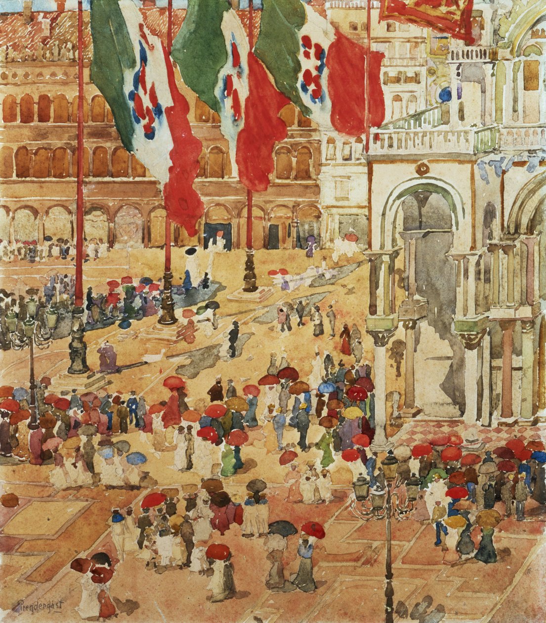La Piazza San Marco, Venise - Maurice Brazil Prendergast