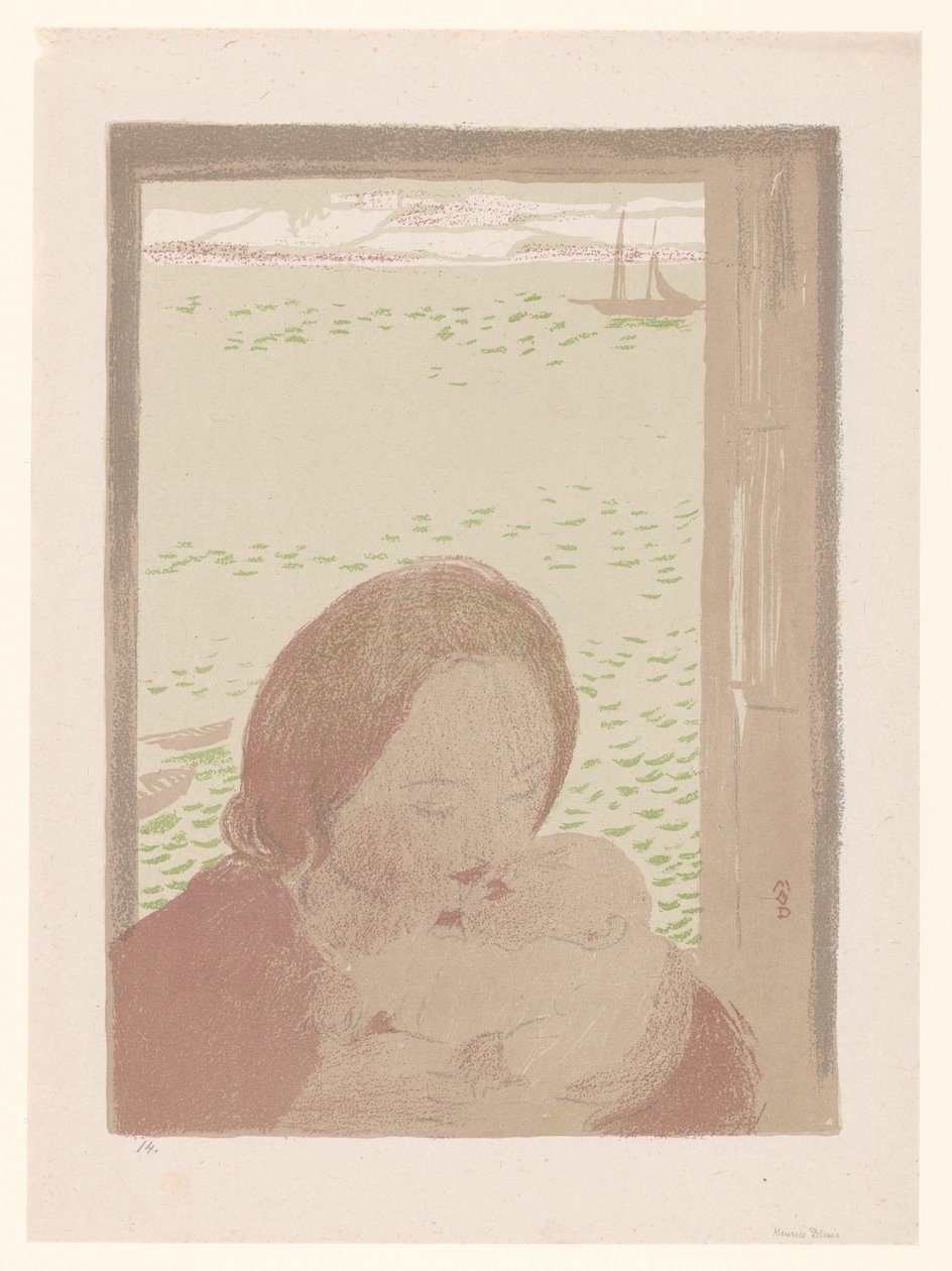 Mère avec bébé devant une fenêtre - Maurice Denis