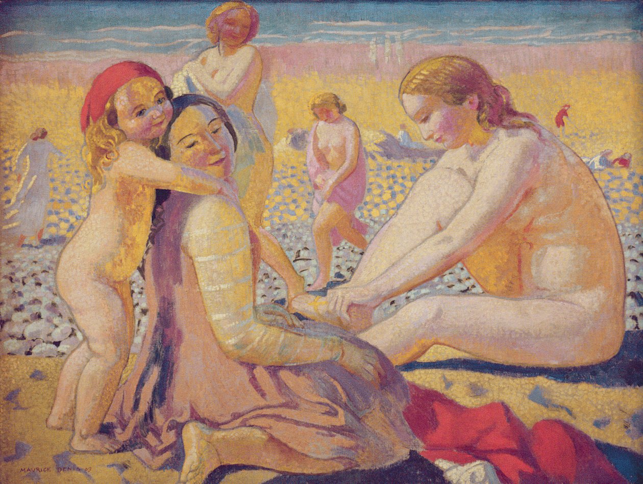 Sur la plage avec un chapeau rouge - Maurice Denis