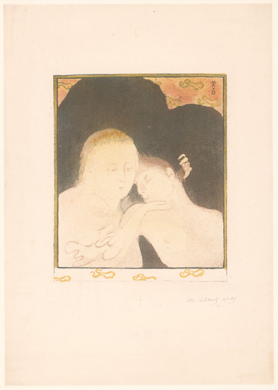 Femme câlinant un jeune homme - Maurice Denis