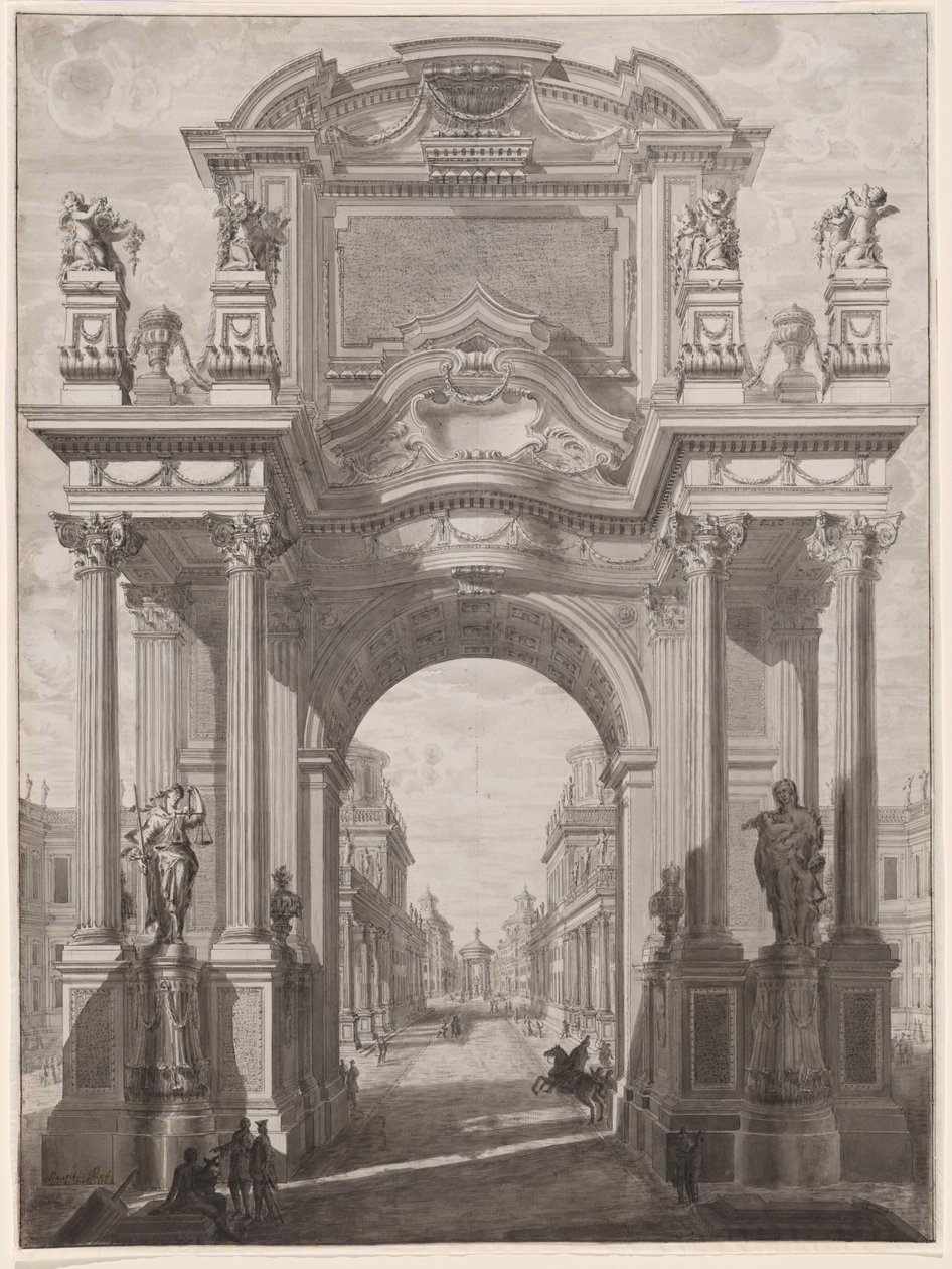 Un caprice architectural avec un arc de triomphe - Maurizio Pedetti