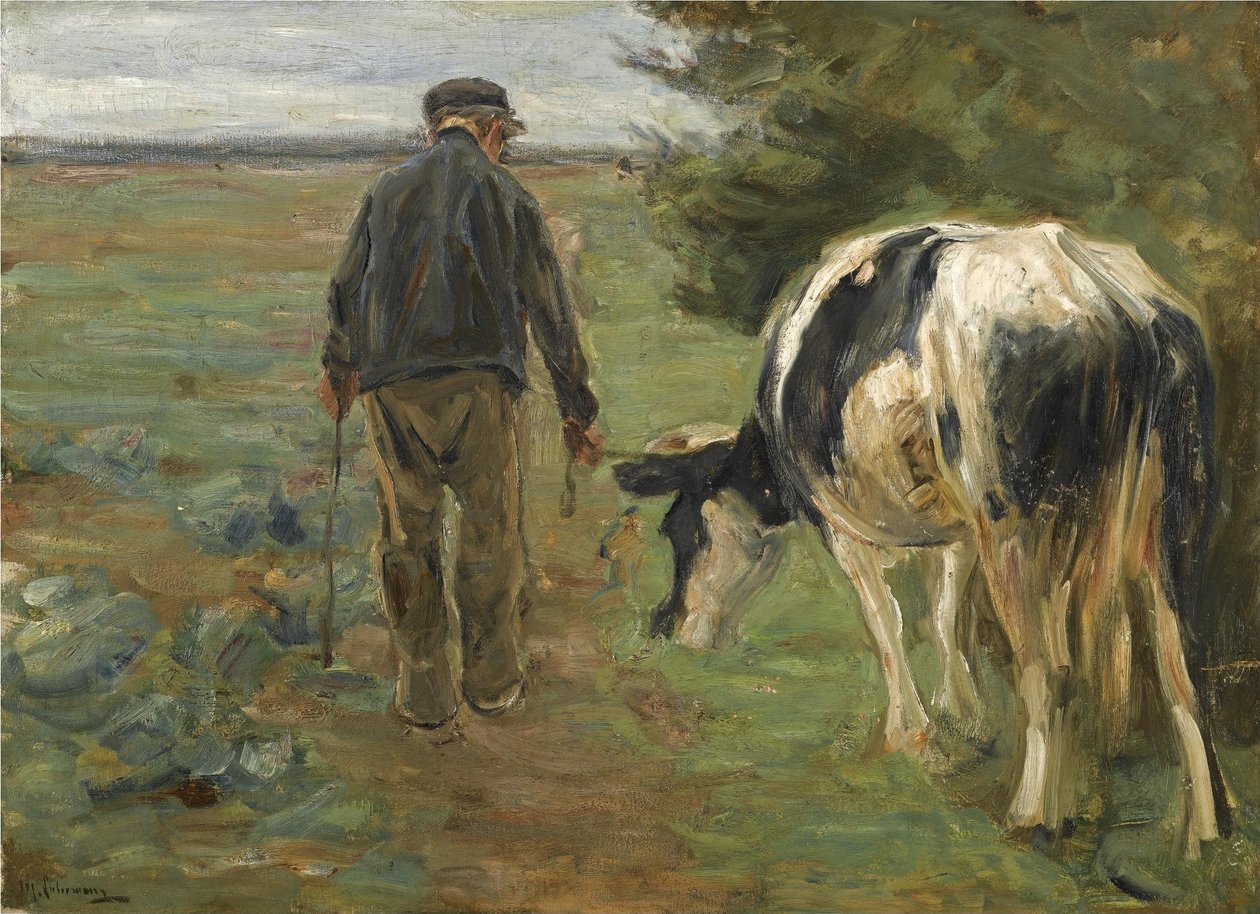 Paysans avec vache - Max Liebermann